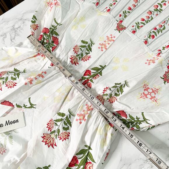 Celina Moon X Anthro Women’s Size Large Boho Floral Ruffle Cotton Maxi Dress NEW - Picture 14 of 16